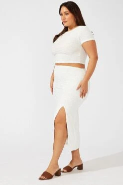 White Wavy Texture Bodycon Split Skirt -You And All Fashion Store csm2163x 81ab white 4