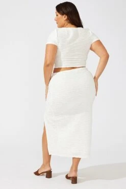 White Wavy Texture Bodycon Split Skirt -You And All Fashion Store csm2163x 81ab white 5