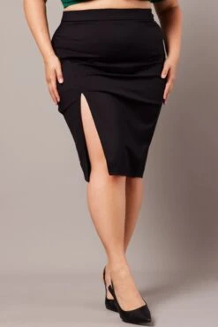 Black Split Pencil Skirt -You And All Fashion Store csm2202a 47ab black 3