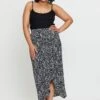 Geo Print Midi Skirt Ruchedd