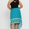 Boho Print Midi Skirt High-low