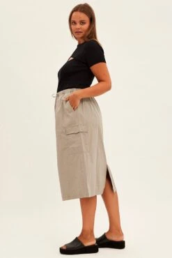 Grey Parachute Midi Skirt -You And All Fashion Store csm2574 36rb grey 4