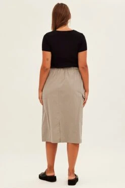 Grey Parachute Midi Skirt -You And All Fashion Store csm2574 36rb grey 5