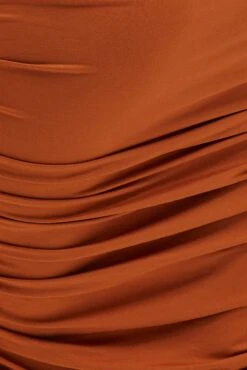 Brown Bodycon Skirt High Waist Ruched Midi Jersey -You And All Fashion Store csm25818 35ab brown 6