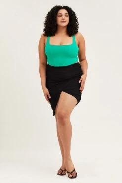 Black Asymmetric Ruched Jersey Skirt -You And All Fashion Store csm25888a 42ab black 3