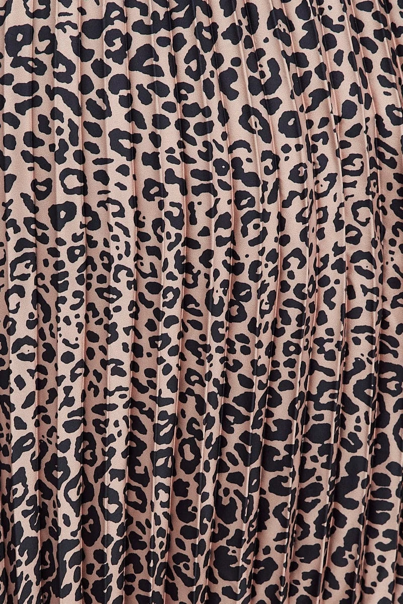 Brown Animal Print Pleated Skirt Leopard 6 Brown Animal Print Pleated Skirt Leopard - Image 6