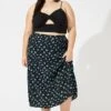 Black Ditsy Split Front Midi Skirt Ditsy Print