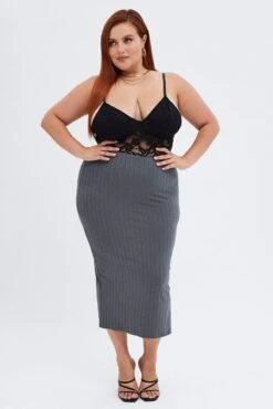 Grey Midi Skirt Wide Rib Jersey Bodycon -You And All Fashion Store csm31956 42ab charcoal 3