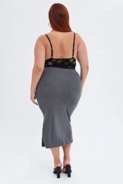 Grey Midi Skirt Wide Rib Jersey Bodycon -You And All Fashion Store csm31956 42ab charcoal 5