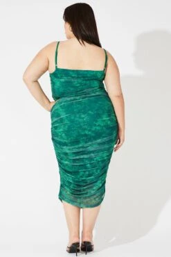 Green Abstract Mesh Ruched Tie Dye Midi Skirt -You And All Fashion Store csm32243x 84a abstract 5
