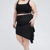 Black Rib Jersey Frill Skirt