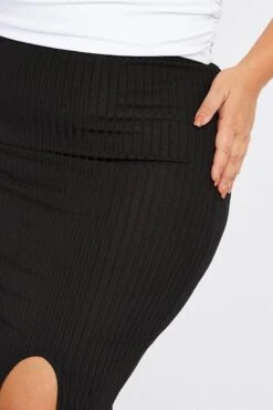 Black Rib Split Skirt -You And All Fashion Store csm32268 84ab black 6