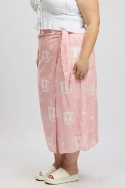 Pink Abstract Faux Wrap Linen Blend Midi Skirt -You And All Fashion Store csm32484a 10a abstract 4