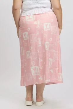 Pink Abstract Faux Wrap Linen Blend Midi Skirt -You And All Fashion Store csm32484a 10a abstract 5