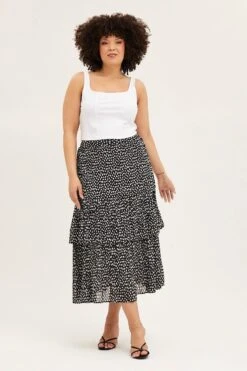 Geo Print Midi Skirt Ruffle Hem -You And All Fashion Store csm7831 52a geo print 3