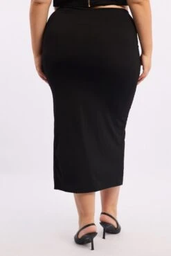Black Ruched Front Midi Bodycon Skirt -You And All Fashion Store csm8532 84a black 4