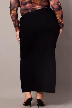 Black Double Split Knit Midi Skirt 10 Black Double Split Knit Midi Skirt -You And All Fashion Store csm9252 40ab black 5