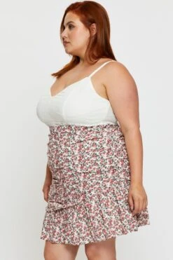 Floral Print Mini Skirt Ruffle Hem -You And All Fashion Store css0002a 33b floral prt 4