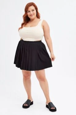 Black Tennis Skirt Pleated Elastic Waist -You And All Fashion Store css0026 81ab black 3