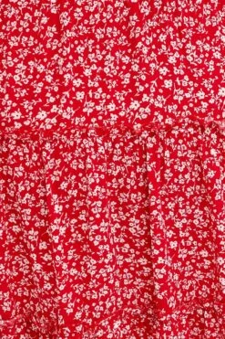 Red Ditsy Mini Skirt High Rise Tiered -You And All Fashion Store css0051k 33r ditsy 6