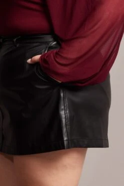 Black Faux Leather A-line Mini Skirt -You And All Fashion Store css0154 10ab black 6