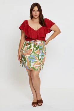 Floral Print Mini A Line Skirt Front Split -You And All Fashion Store css0160c 33b floral prt 3