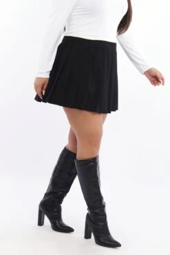 Black Contrast Waist Tennis Skirt -You And All Fashion Store css0478 43a black 4