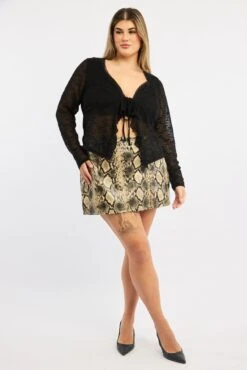 Beige Animal Print Faux Leather Snake Print Split Mini Skirts Skorts -You And All Fashion Store css0485a 84a animal pri 3