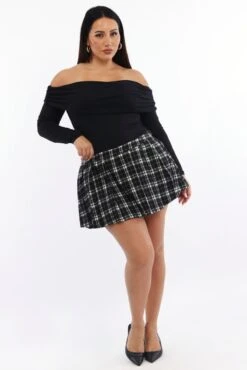 Black Check Mini Skirt Skorts -You And All Fashion Store css0596a 115ab check 3