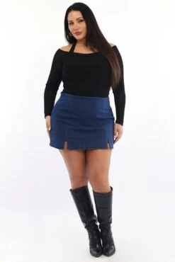 Denim Stretch Denim Skorts Skirt -You And All Fashion Store css0607 84ab dark wash 3