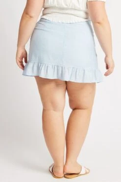 Blue Frill Hem Wrap Mini Skirt -You And All Fashion Store css10271 47ab light blue 5