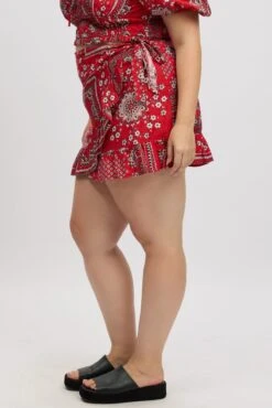 Red Boho Frill Wrap Mini Skirt -You And All Fashion Store css10721a 47ab boho 4