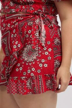 Red Boho Frill Wrap Mini Skirt -You And All Fashion Store css10721a 47ab boho 6