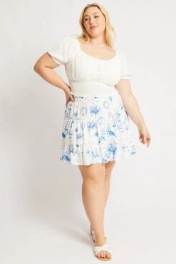 Blue Abstract Tiered Mini Skirt -You And All Fashion Store css11109x 34ab abstract 3