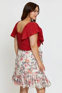 Floral Print Mini Wrap Skirt Ruffle Hem -You And All Fashion Store css11581a 81b floral prt 4