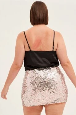 Gold Sequin Mini Skirt -You And All Fashion Store css11654 34ab gold 5