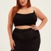 Black Mini Skirt Ruched
