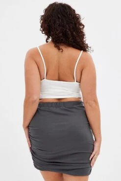 Grey Bodycon Skirt Mini Ruched -You And All Fashion Store css1236 35rb charcoal 5