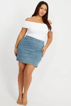Denim Denim Split Mini Skirt 8 Denim Denim Split Mini Skirt -You And All Fashion Store css1265 84ab light wash 3
