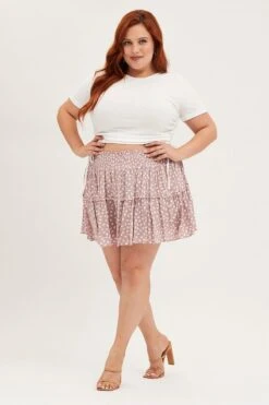 Geo Print Mini Skater Skirt Ruffle Hem -You And All Fashion Store css1357 35lb geo print 3