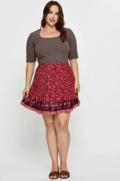 Boho Print Mini Skater Skirt Elastic Waist -You And All Fashion Store css1362a 36lb boho prt 3 1