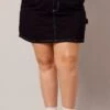 Black Contrast Stitch Mini Skirt