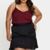 Black Mini Skater Skirt Ruffle Hem