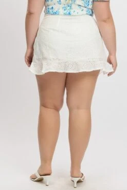 White Eyelet Cotton Lace Button Mini Skirt -You And All Fashion Store css1561 35ab white 5