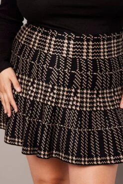 Beige Check Knit Flare Mini Skirt -You And All Fashion Store css16262a 40ab check 6