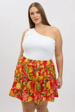 Red Abstract Holiday Fruit Print Mini Skirt -You And All Fashion Store css17775b 10ab abstract 3