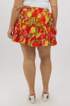 Red Abstract Holiday Fruit Print Mini Skirt -You And All Fashion Store css17775b 10ab abstract 5
