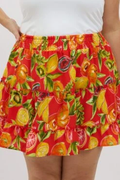 Red Abstract Holiday Fruit Print Mini Skirt -You And All Fashion Store css17775b 10ab abstract 6