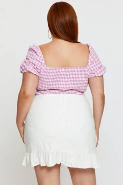 White Wrap Skirt Linen Blend Ruffle Hem -You And All Fashion Store css21035 81b white 5