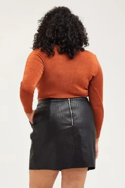 Black High Waist Faux Leather Mini Skirt -You And All Fashion Store css2111 38l black 5